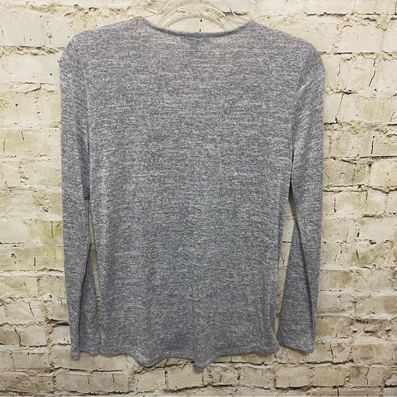 Gap Heather Gray Faux Wrap Long Sleeve Soft Knit Top - Picture 3 of 5